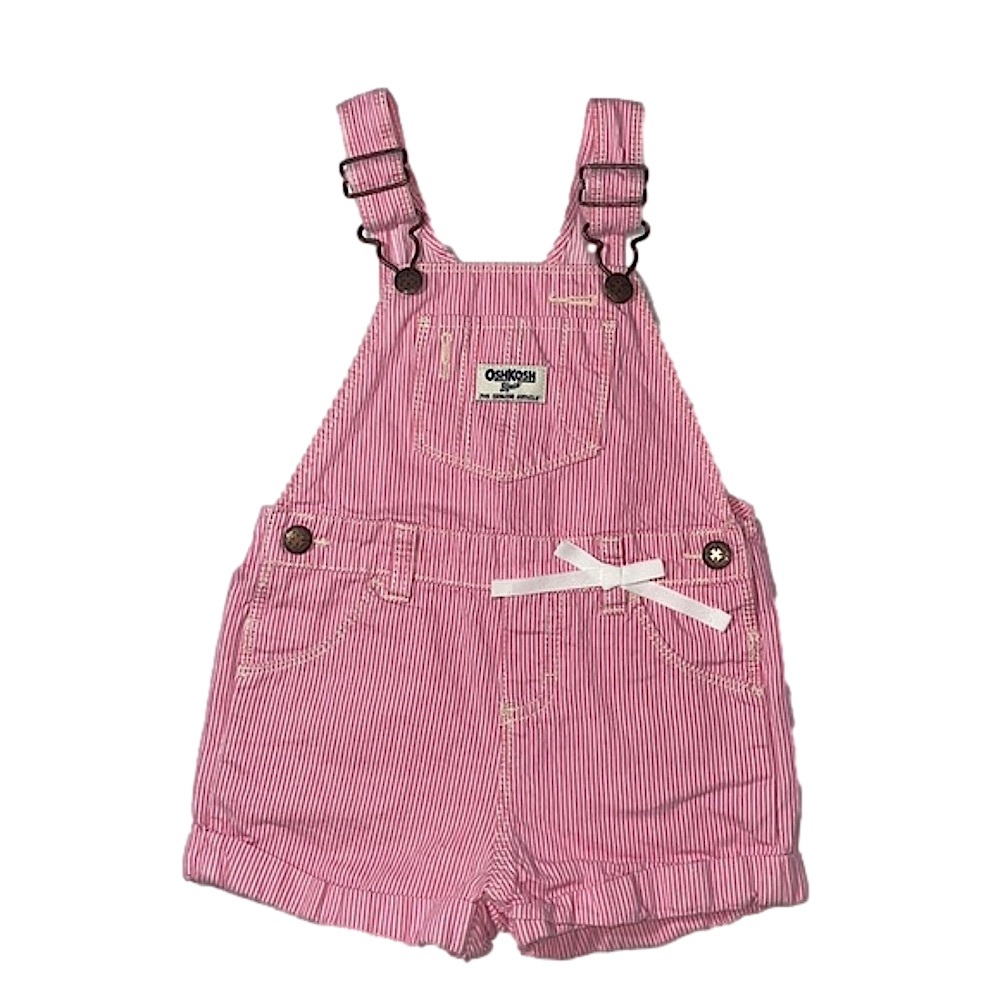 Osh Kosh 18m Pink Striped Vestback Overalls Train style classic pinstripe pocket